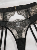 New Sexy Perspective Embroidery Eyelash Lace Lingerie Set Women Body Shaping Underwear Bra Female Exotic Apparel Four Piece Set